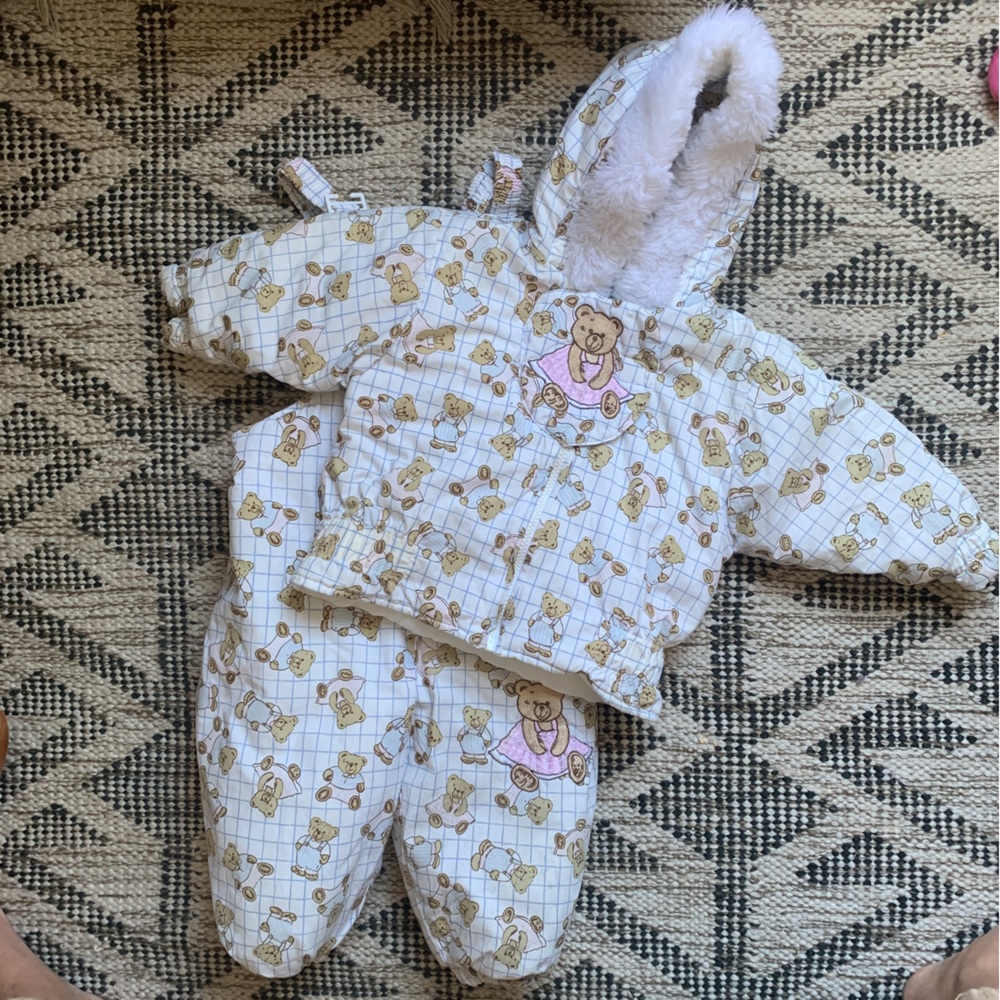 Vintage miniwear bear winter/snow bib and jacket